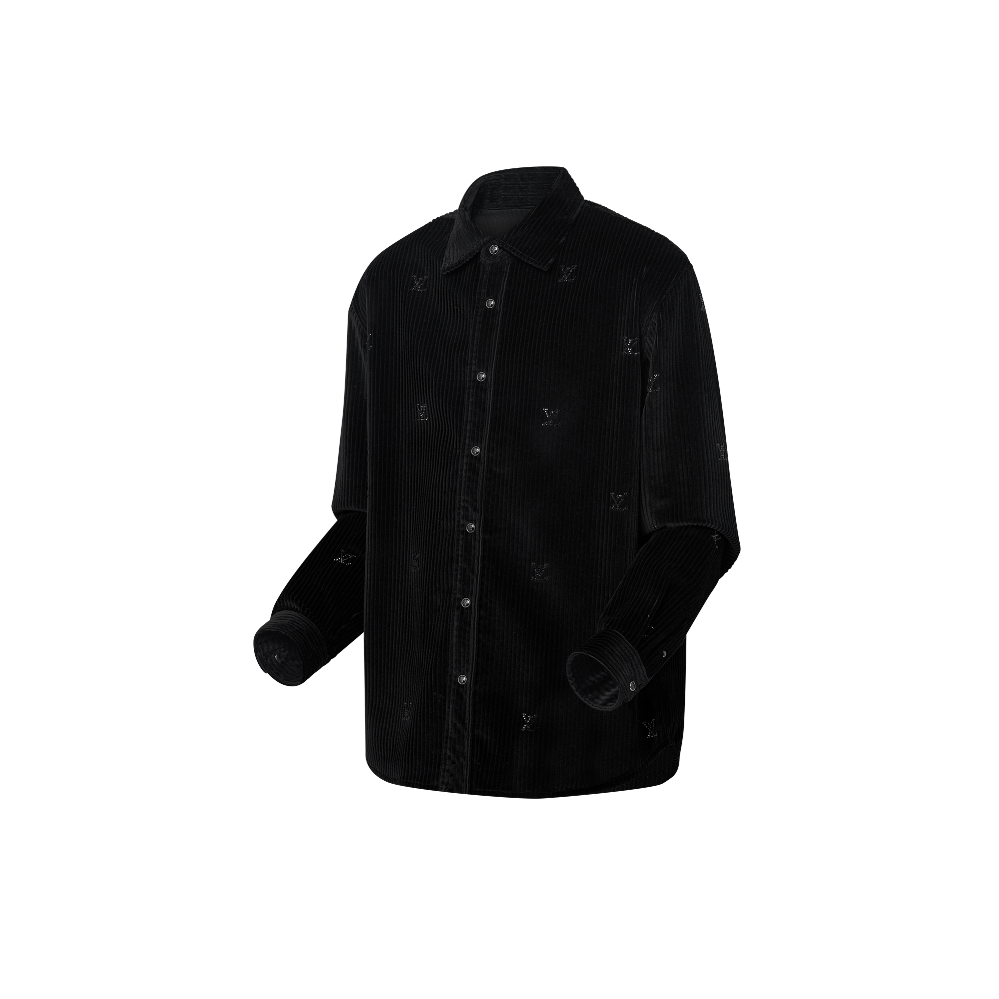 Long-Sleeved LV Blason Embellished Corduroy Shirt - Ready-to-Wear